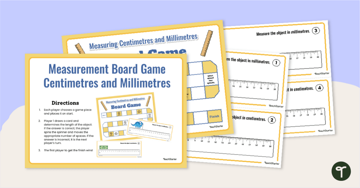 Using a Ruler Board Game - Centimetres & Millimetres teaching resource