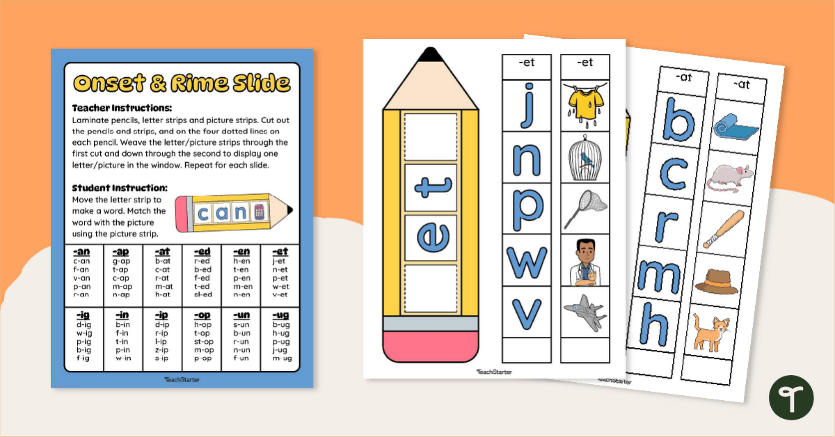 Onset and Rime Slide Activity teaching resource