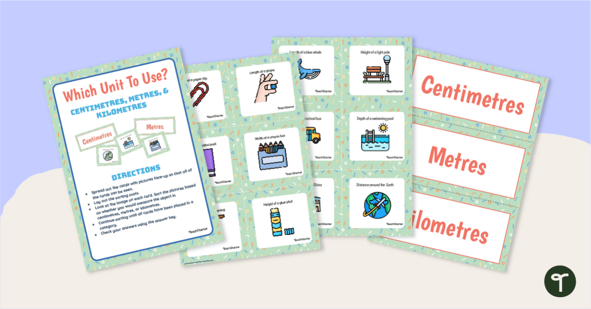Which Unit? Measuring Length Sorting Centre teaching-resource