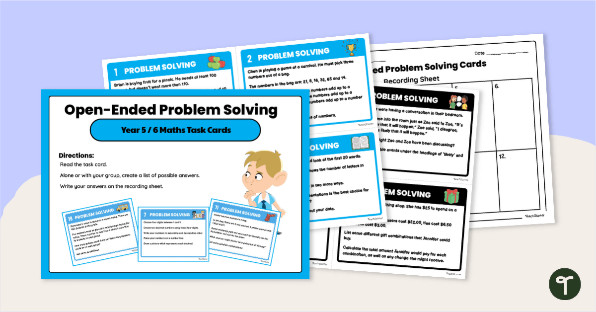 Open-Ended Maths Problem Solving Cards - Upper Primary teaching resource