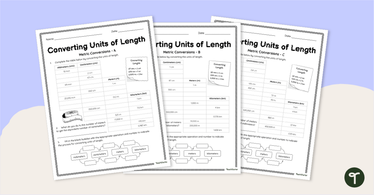 Converting Units of Length – Worksheets teaching-resource