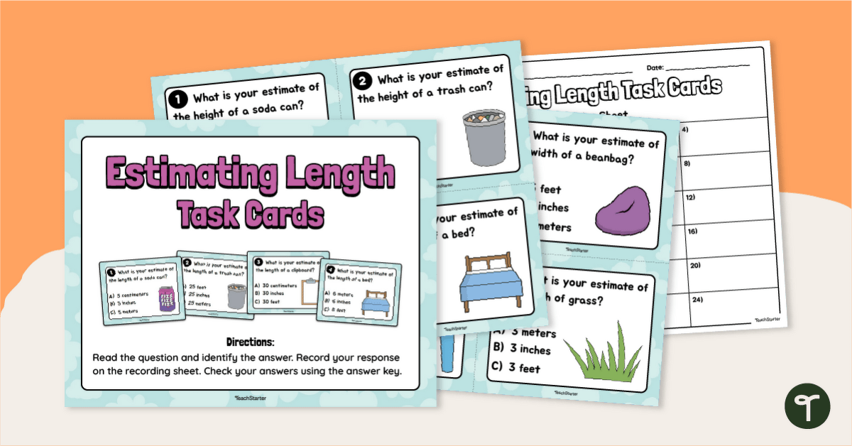 Estimating Length Task Cards teaching resource