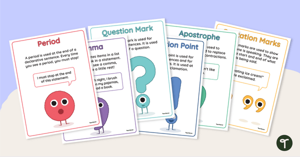 Go to Punctuation Mark Anchor Charts teaching resource