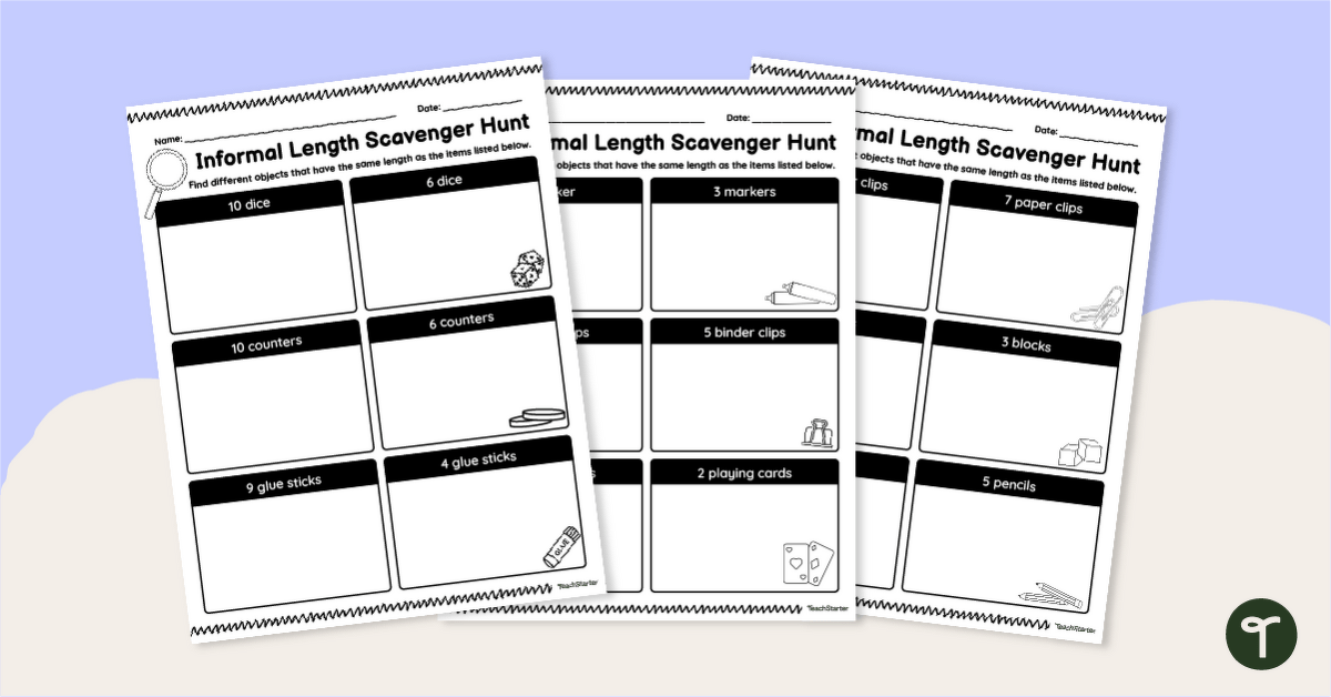 Measuring With Nonstandard Units Scavenger Hunt teaching resource