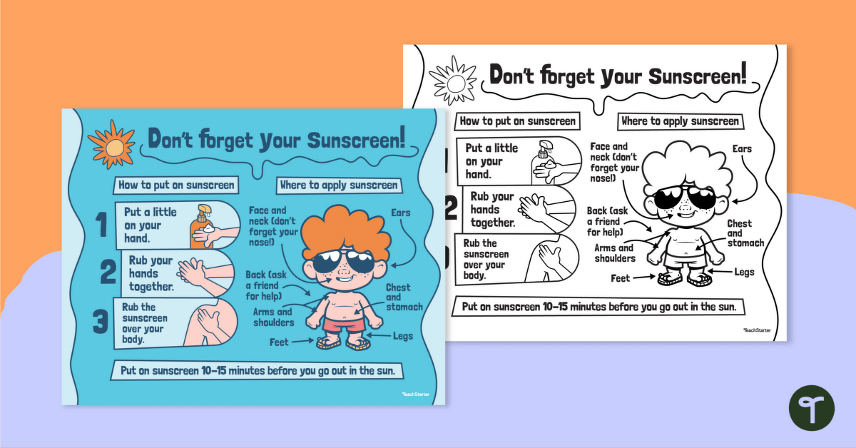 How to Apply Sunscreen Poster teaching resource