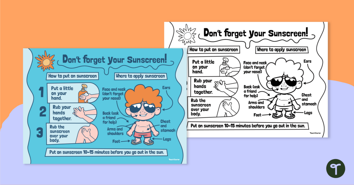 How to Apply Sunscreen Poster teaching resource