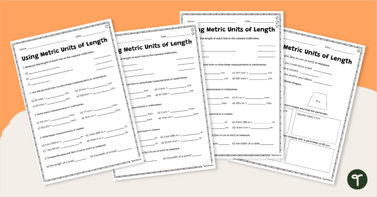 Using Metric Units of Length Worksheets - Differentiated teaching resource