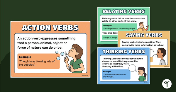 Go to Types of Verbs Poster Set teaching resource