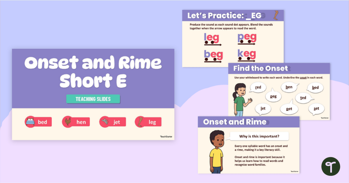 Onset and Rime Short E Teaching Slides teaching-resource