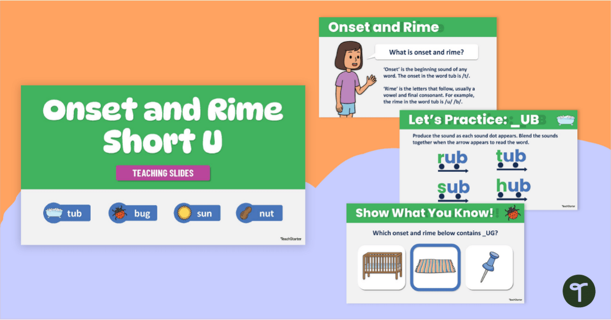 Onset and Rime Short U Teaching Slides teaching resource