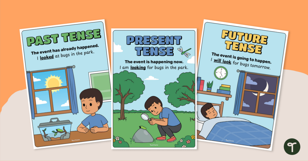 Past Tense, Present Tense and Future Tense Posters teaching resource