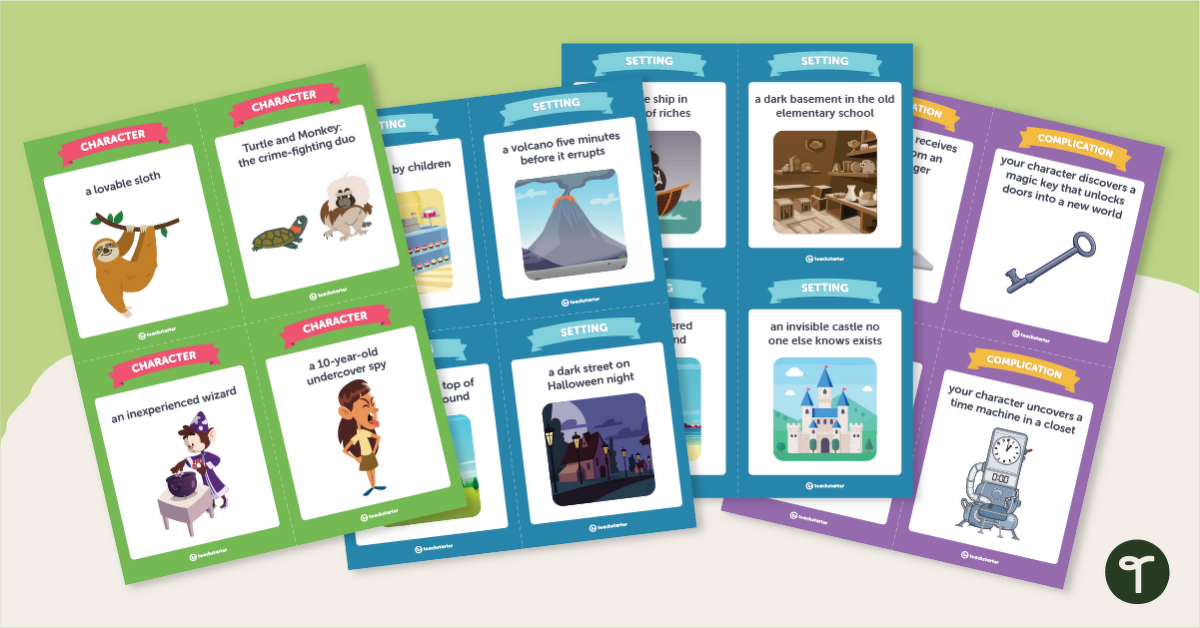 Story Ideas - Character, Setting, and Complication Cards teaching-resource