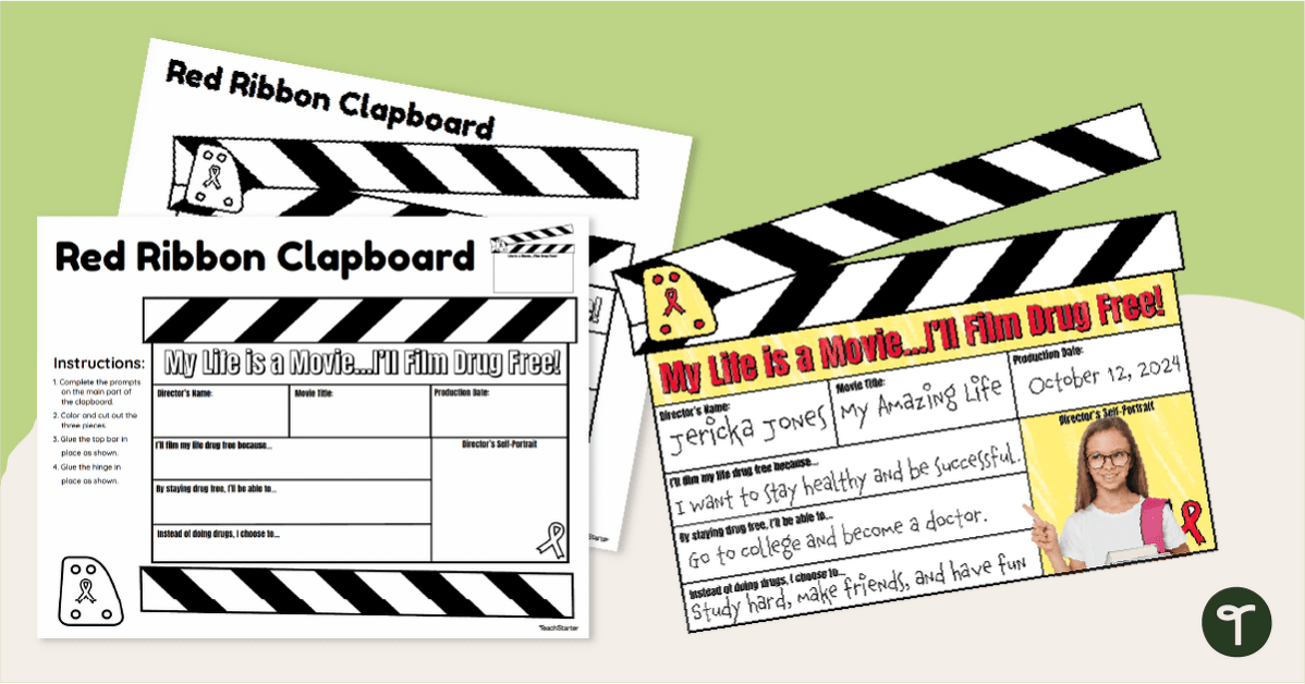 Clapboard Craft for Red Ribbon Week 2024 teaching resource