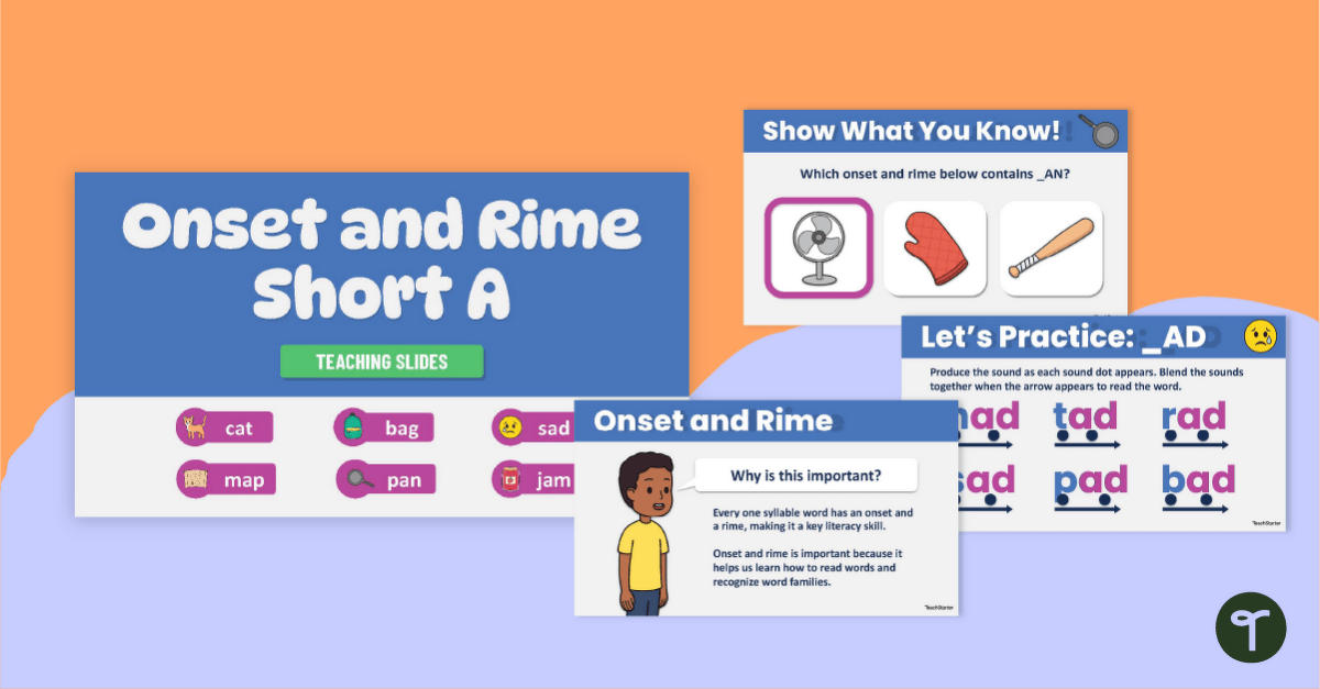 Onset and Rime Short A Teaching Slides teaching resource