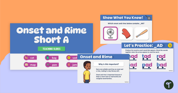 Go to Onset and Rime Short A Teaching Slides teaching resource