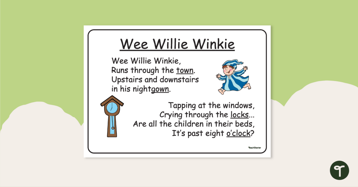 Wee Willie Winkie – Nursery Rhyme Poster teaching resource