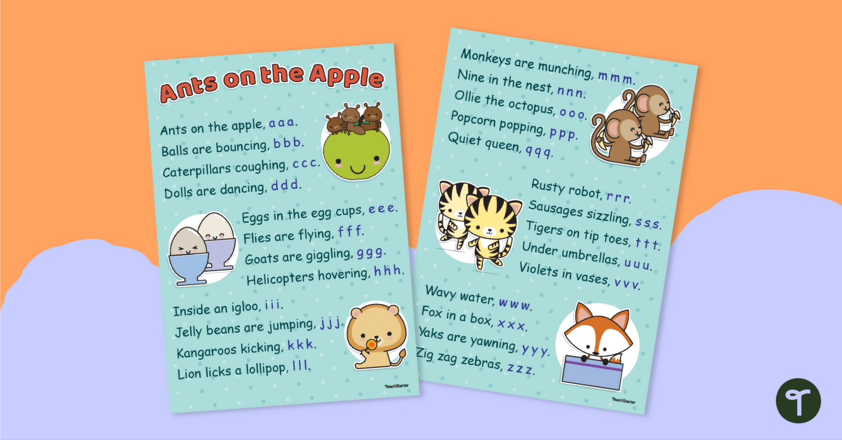 Ants on the Apple – Phonics Rhyme Posters teaching resource