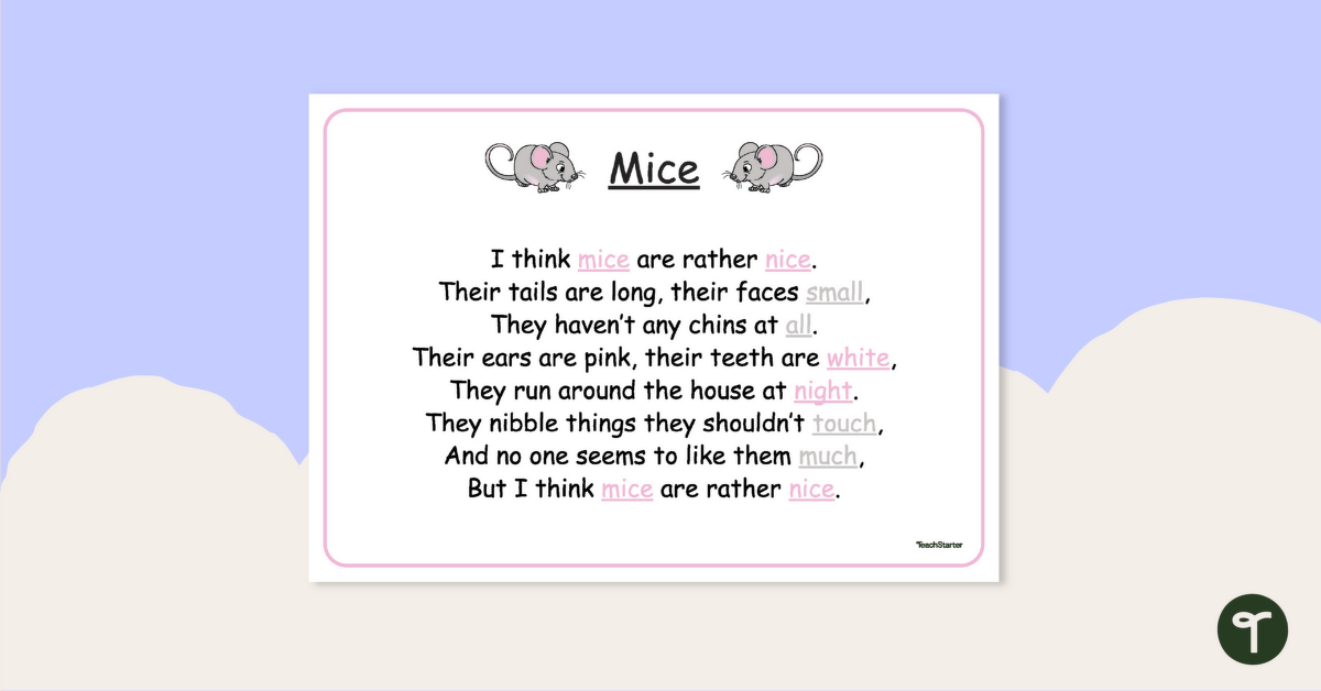 I Think Mice Are Rather Nice – Nursery Rhyme Poster teaching-resource