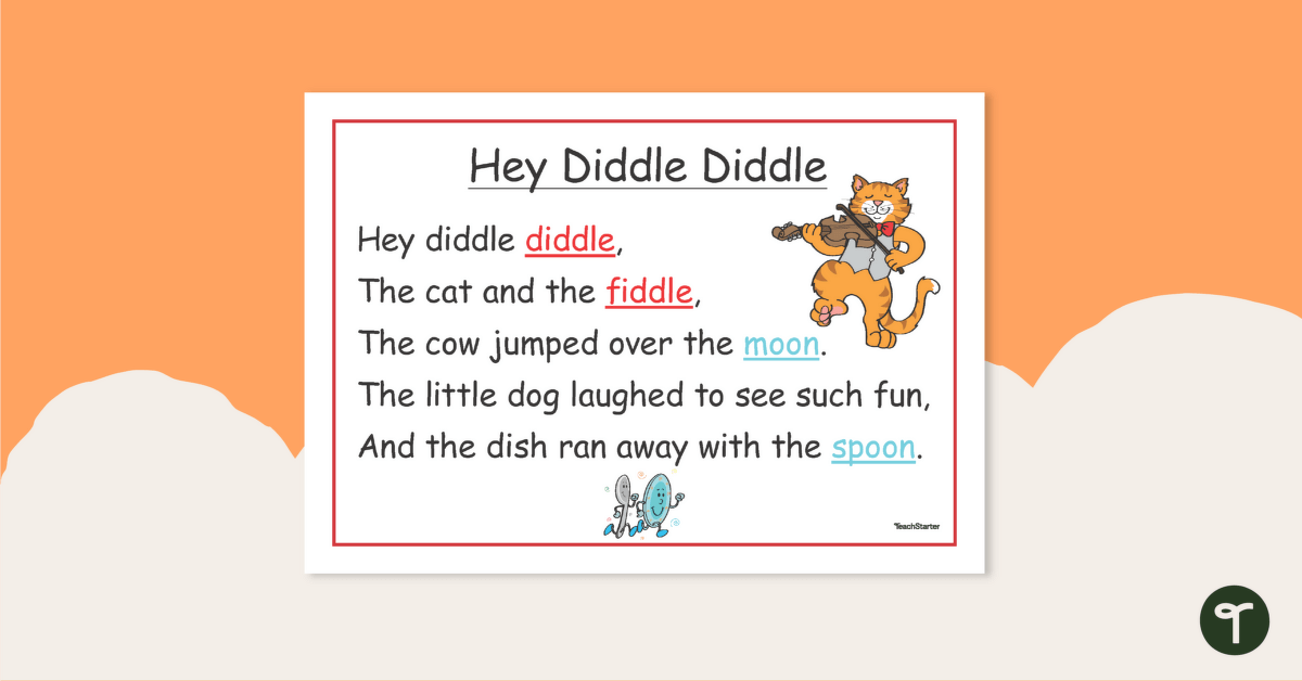 Hey Diddle Diddle – Nursery Rhyme Poster teaching resource