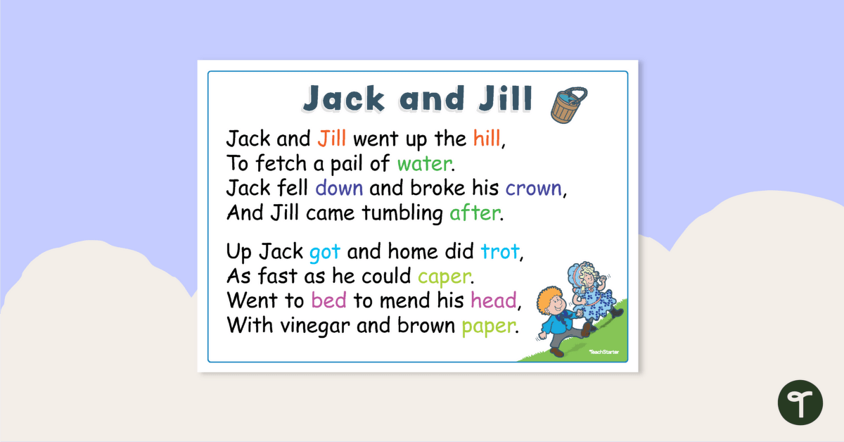 Jack and Jill – Nursery Rhyme Poster teaching resource