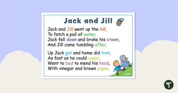 Go to Jack and Jill – Nursery Rhyme Poster teaching resource
