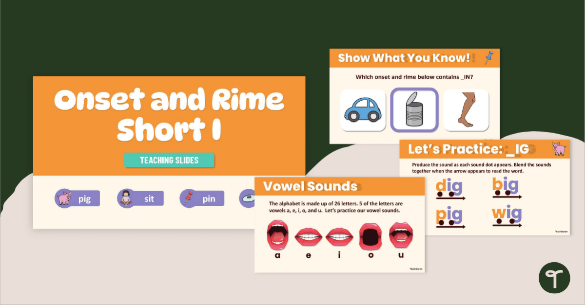 Onset and Rime Short I Teaching Slides teaching-resource