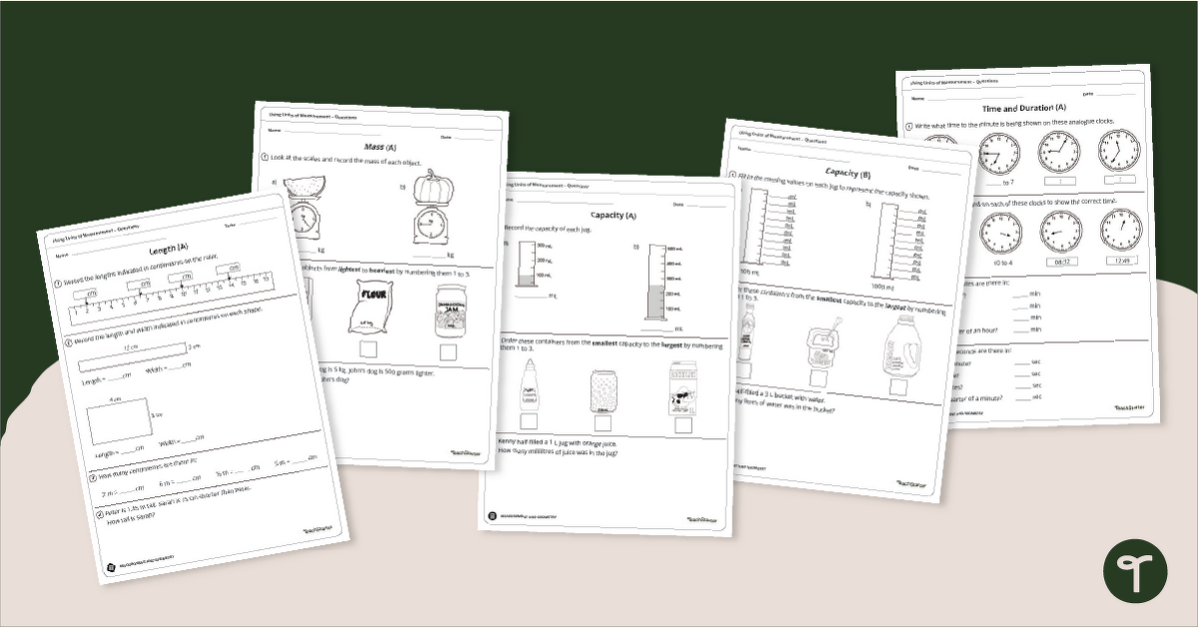 Year 3 Using Units of Measurement Worksheets Bundle teaching resource