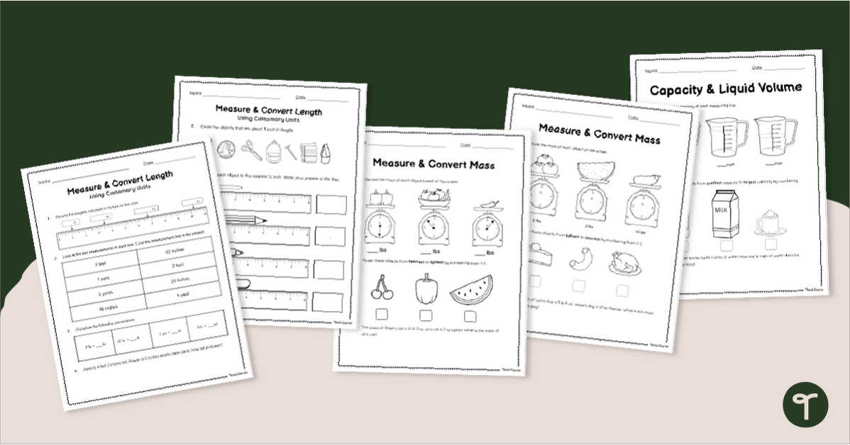 Measurement Worksheets - 3rd & 4th Grade teaching-resource