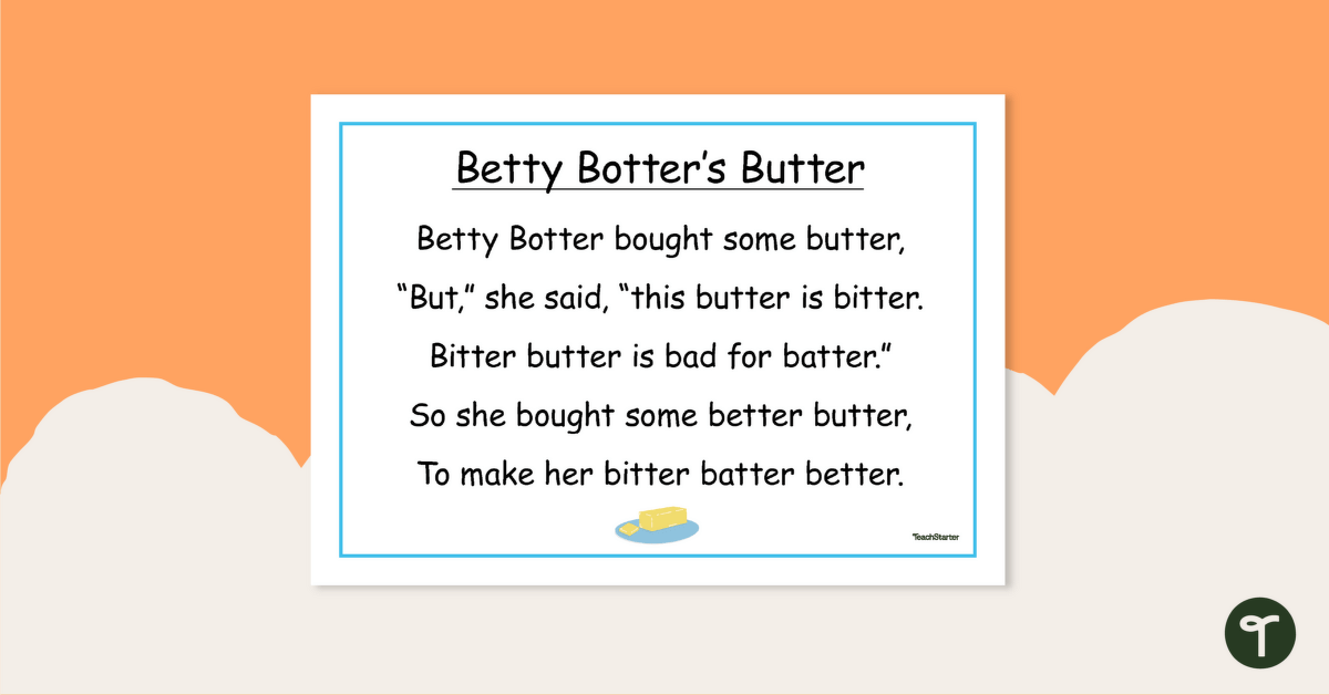 Betty Botter – Tongue Twister Poster teaching resource