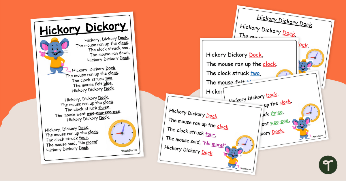 Hickory Dickory Dock – Nursery Rhyme Poster teaching resource