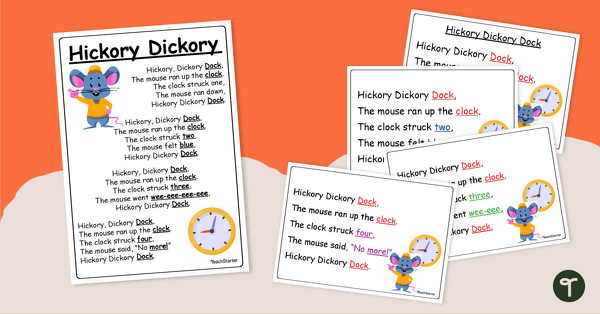 Go to Hickory Dickory Dock – Nursery Rhyme Poster teaching resource