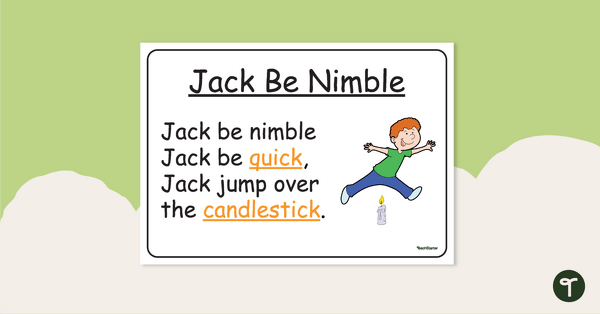 Go to Jack Be Nimble – Nursery Rhyme Poster teaching resource