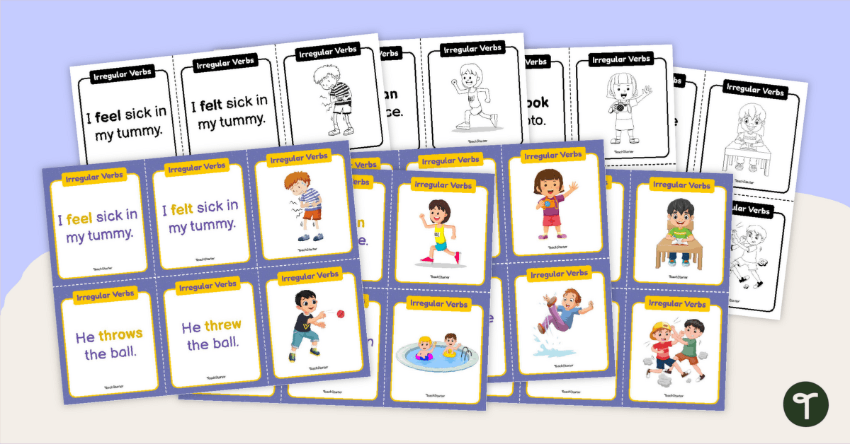 Present and Past Tense Irregular Verbs Matchup Cards teaching resource