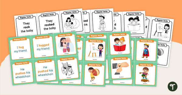 Go to Present and Past Tense Regular Verbs Matchup Cards teaching resource