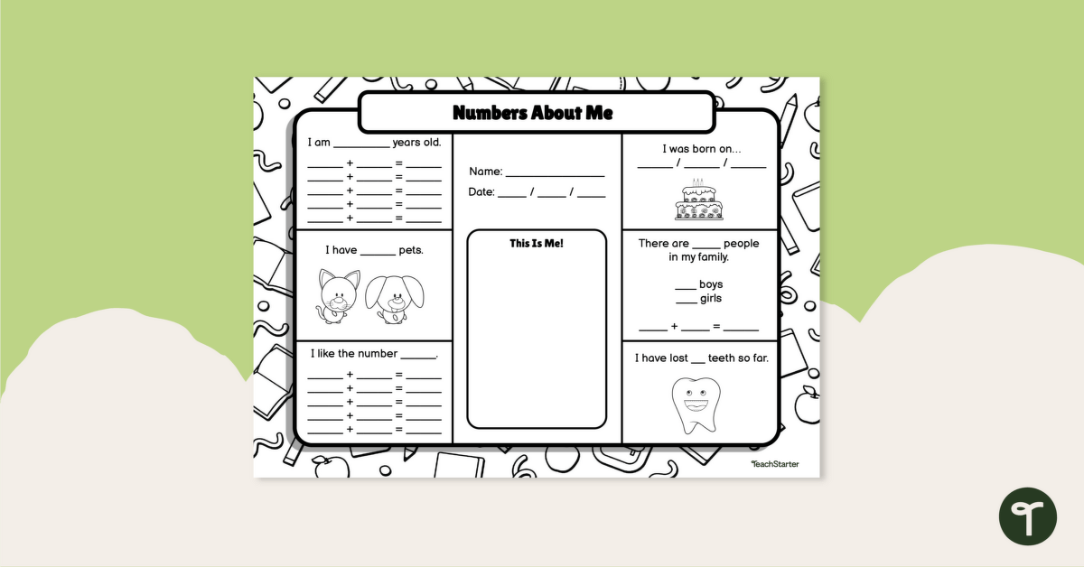 My Life in Numbers Worksheet teaching-resource