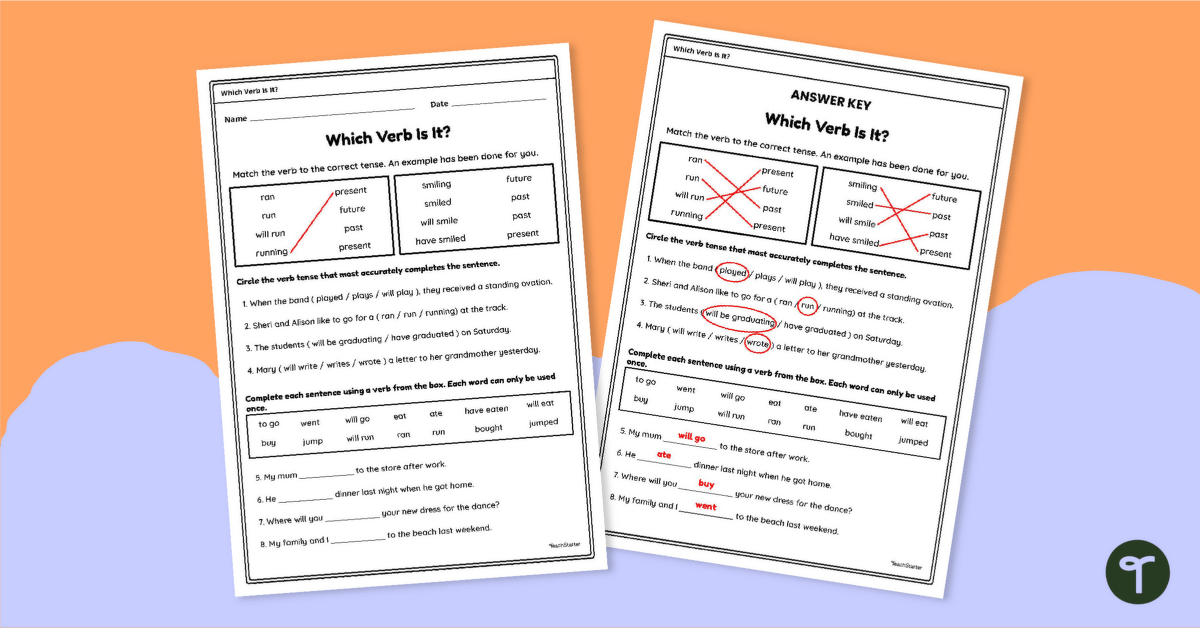 Which Verb Is It? Worksheet teaching-resource