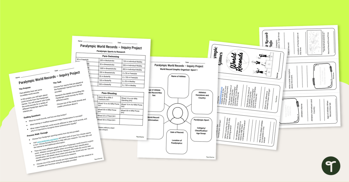 Paralympic World Records – Inquiry-Based Project teaching resource