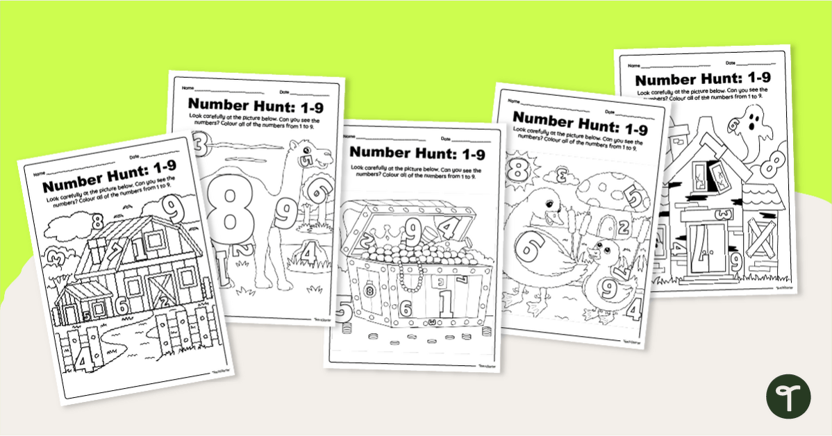 Find the Numbers - Worksheets for Kindergarten teaching resource