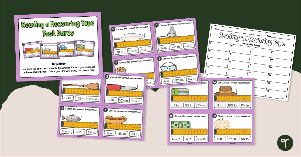 Reading a Tape Measure Task Cards teaching-resource