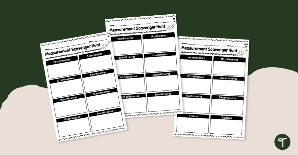 Measurement Scavenger Hunt Activity - Formal Units of Measure teaching-resource