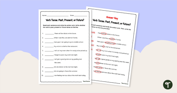 Go to Verb Tense Worksheet teaching resource