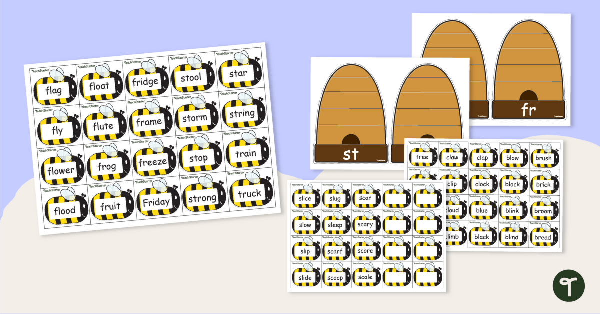 Consonant Blends Beehive Sorting Activity teaching resource