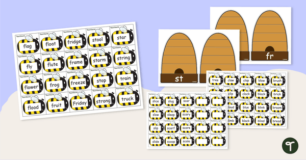 Image of Consonant Blends Beehive Sorting Activity