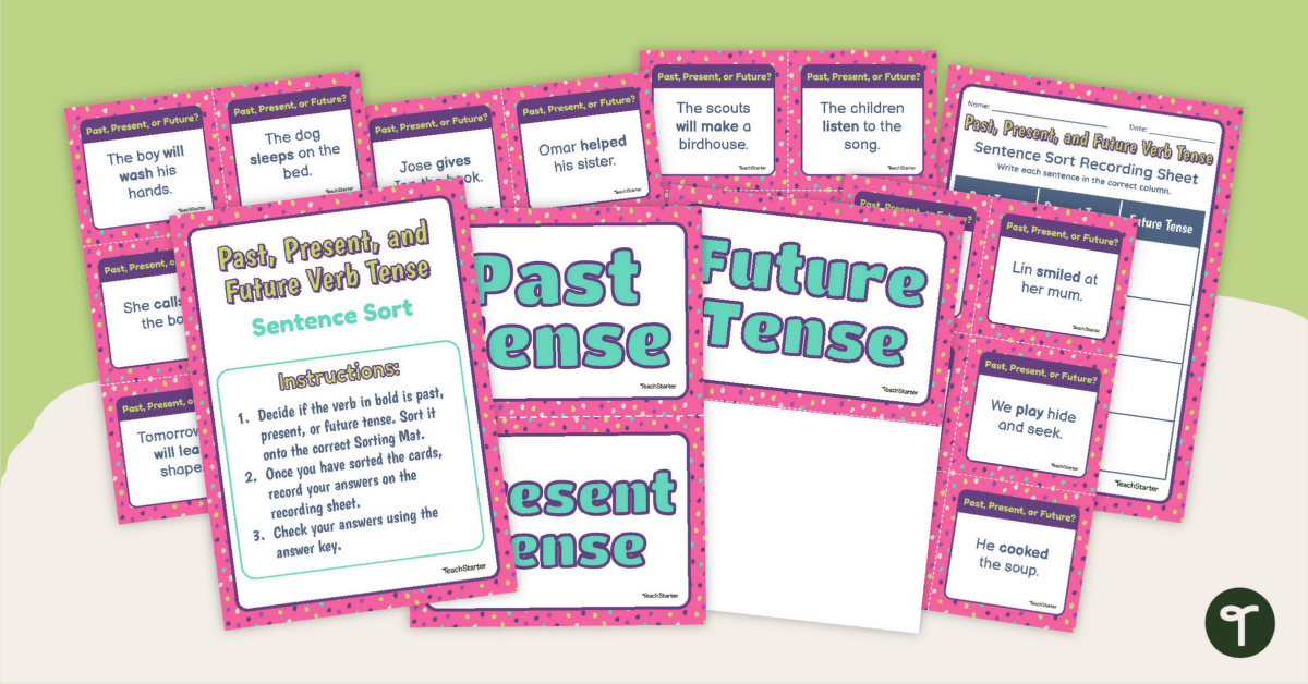 Past, Present, and Future Verb Tense Sentence Sort teaching resource