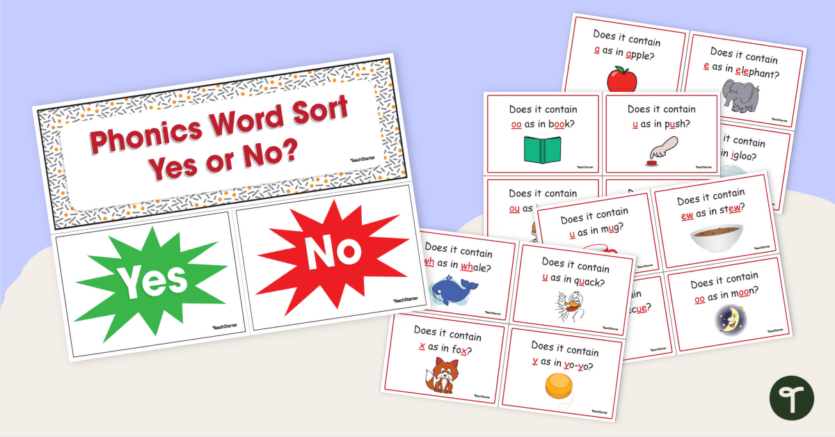 Yes Or No? Phonics Sorting Activity teaching resource