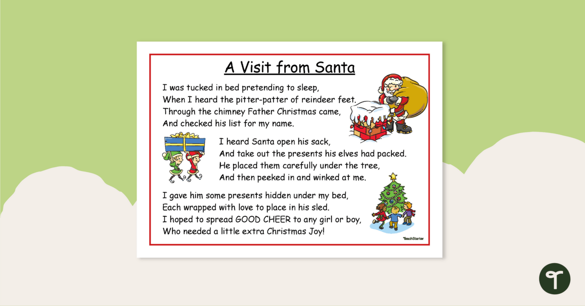 A Visit from Santa – Christmas Poem Poster teaching-resource