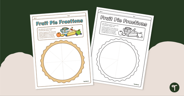 Go to Fruit Pie Fractions Worksheet teaching resource