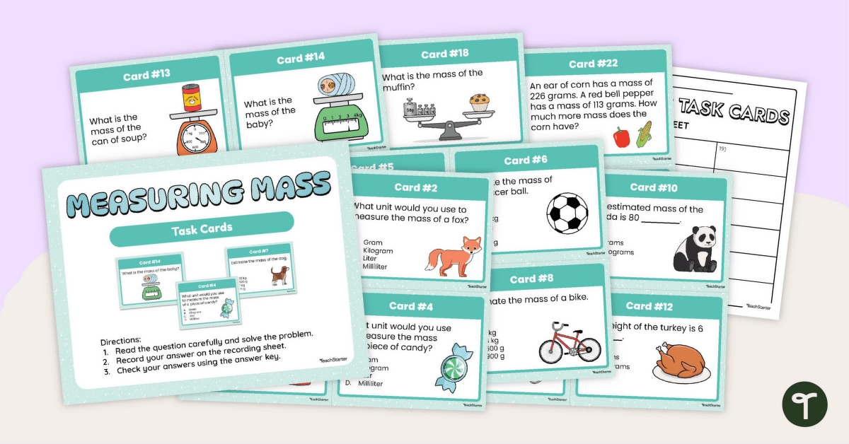 Measuring Mass Task Cards teaching resource