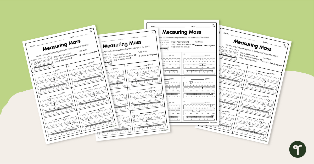 Reading a Triple Beam Balance Worksheet Pack teaching resource