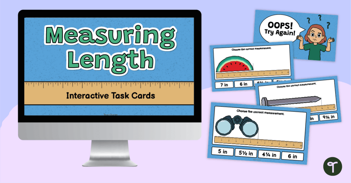 Measuring Length Interactive Task Cards teaching-resource